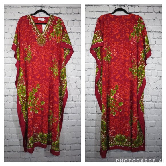 NWT - Women's Kaftan Kimono Maxi Style Dress - Red - Picture 6 of 7